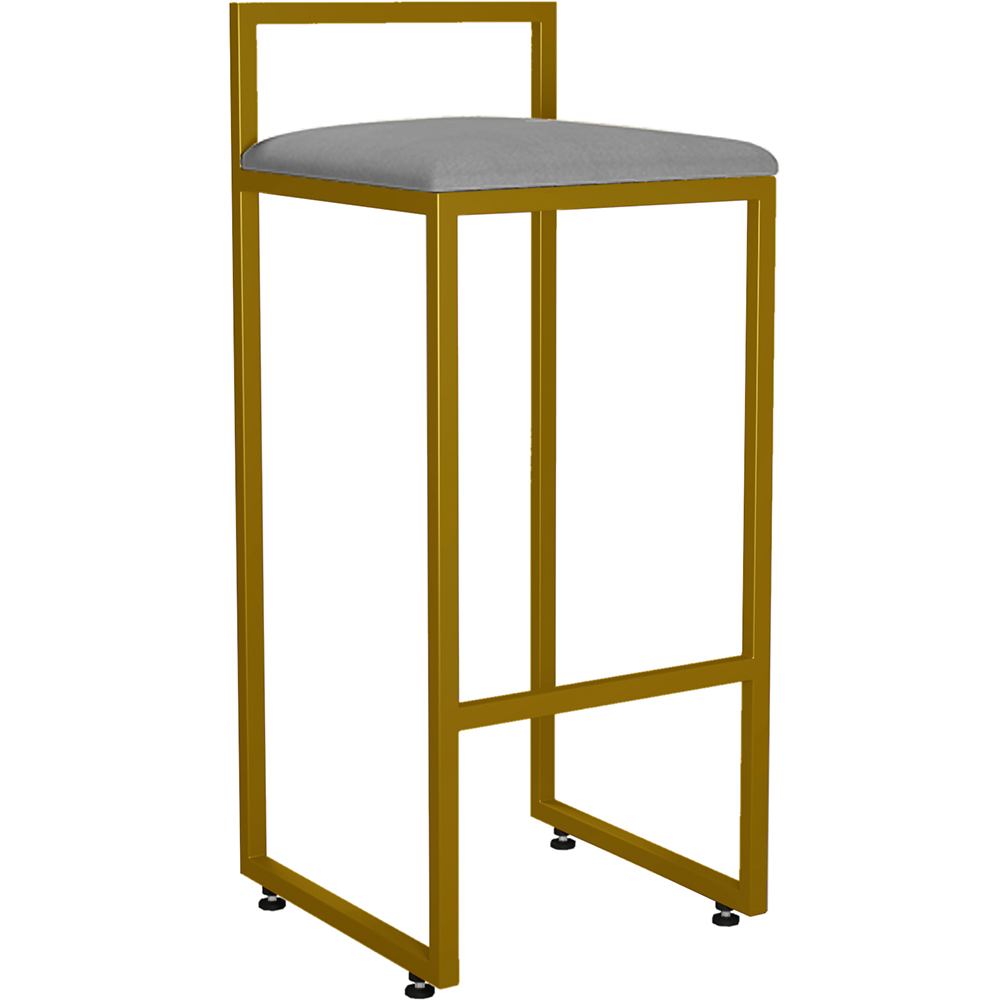 Kit 04 Banquetas Alta Para Cozinha Sala De Jantar Hanna L02 Dourado Corano Cinza - Lyam Decor