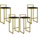 Kit 04 Banquetas Alta Para Cozinha Sala De Jantar Hanna L02 Dourado Corano Preto - Lyam Decor