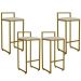 Kit 04 Banquetas Alta Para Cozinha Sala De Jantar Hanna L02 Dourado Linho Bege - Lyam Decor