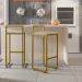 Kit 04 Banquetas Alta Para Cozinha Sala De Jantar Hanna L02 Dourado Linho Bege - Lyam Decor