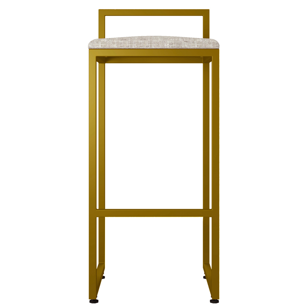 Kit 04 Banquetas Alta Para Cozinha Sala De Jantar Hanna L02 Dourado Linho Bege - Lyam Decor