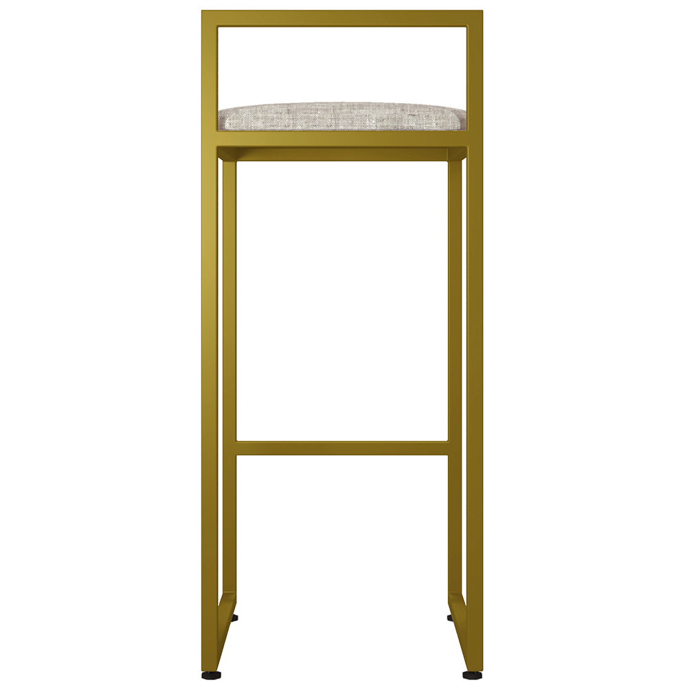 Kit 04 Banquetas Alta Para Cozinha Sala De Jantar Hanna L02 Dourado Linho Bege - Lyam Decor