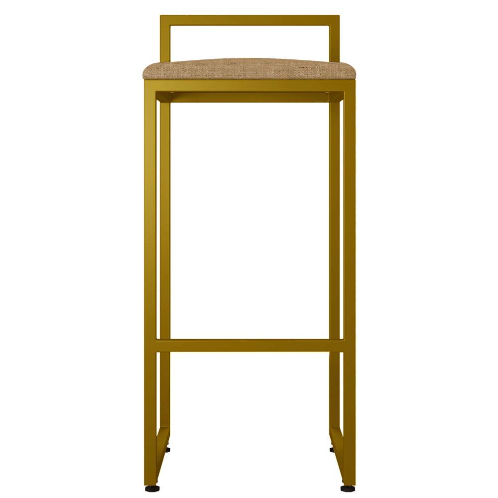 Kit 04 Banquetas Alta Para Cozinha Sala De Jantar Hanna L02 Dourado Linho Bege Escuro - Lyam Decor