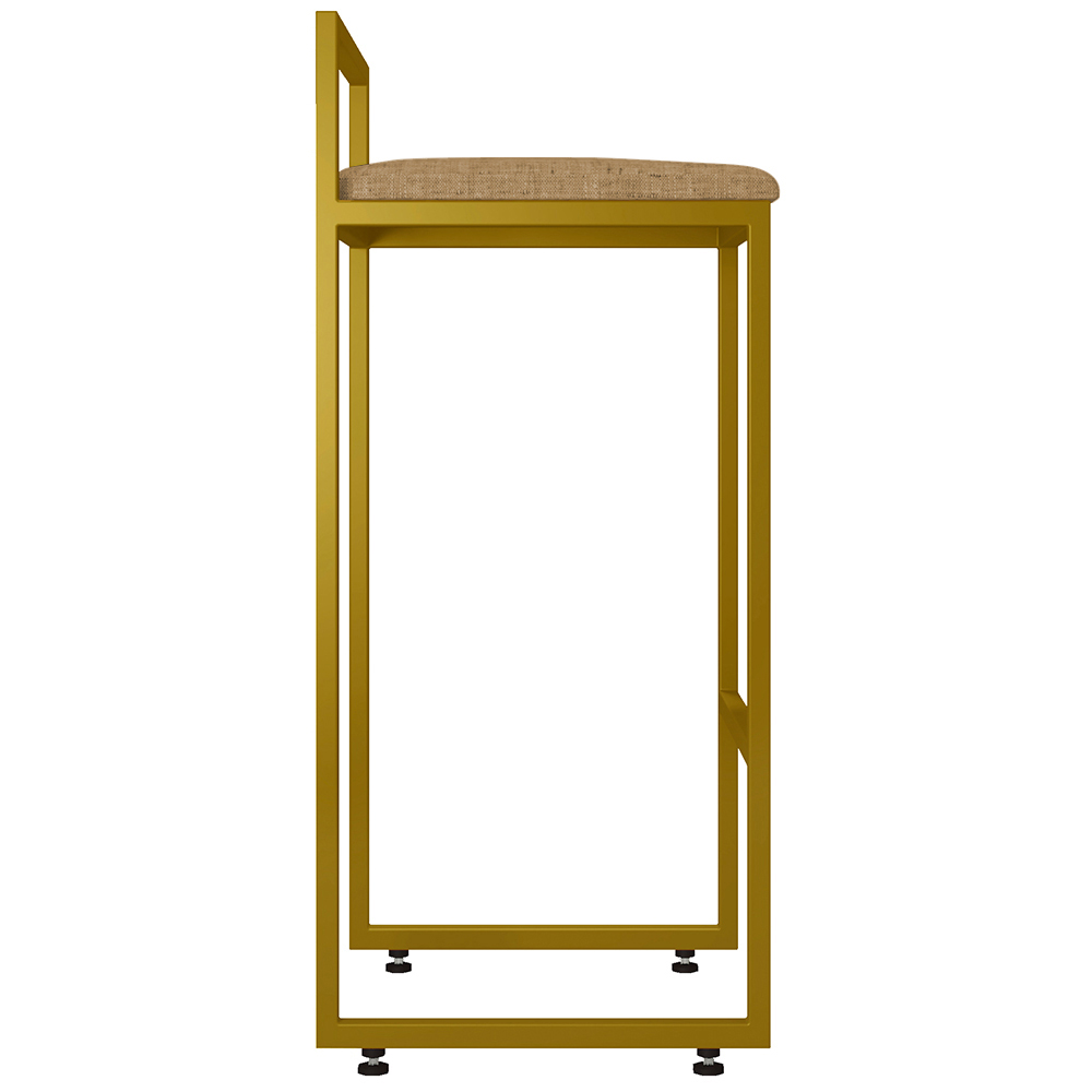 Kit 04 Banquetas Alta Para Cozinha Sala De Jantar Hanna L02 Dourado Linho Bege Escuro - Lyam Decor