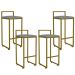 Kit 04 Banquetas Alta Para Cozinha Sala De Jantar Hanna L02 Dourado Linho Cinza Escuro - Lyam Decor