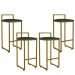Kit 04 Banquetas Alta Para Cozinha Sala De Jantar Hanna L02 Dourado Linho Verde Musgo - Lyam Decor