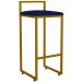Kit 04 Banquetas Alta Para Cozinha Sala De Jantar Hanna L02 Dourado Suede Azul Marinho - Lyam Decor