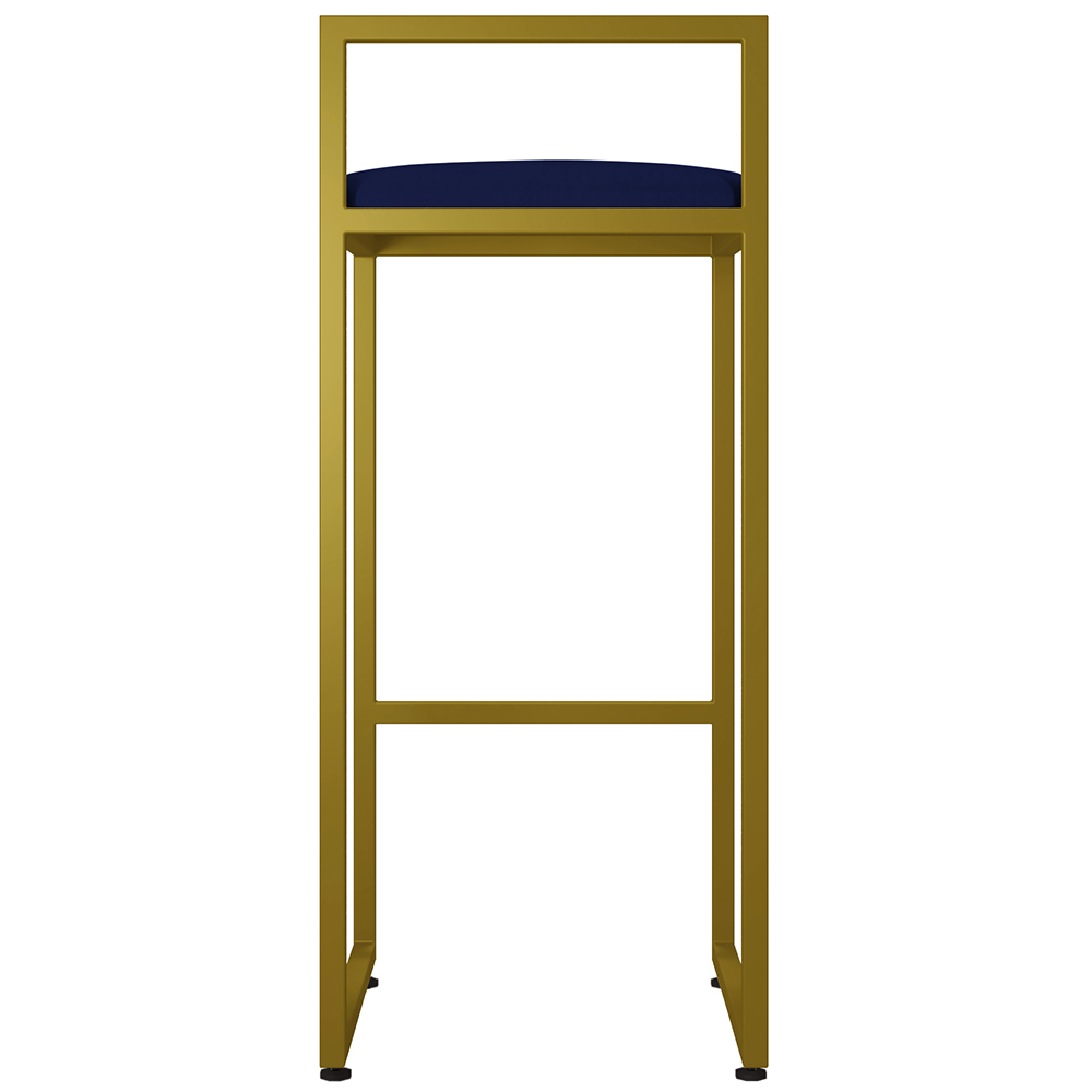 Kit 04 Banquetas Alta Para Cozinha Sala De Jantar Hanna L02 Dourado Suede Azul Marinho - Lyam Decor