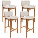 Kit 04 Banquetas Alta Para Cozinha Sala de Jantar Bar Dara L02 Linho Cru - Lyam Decor