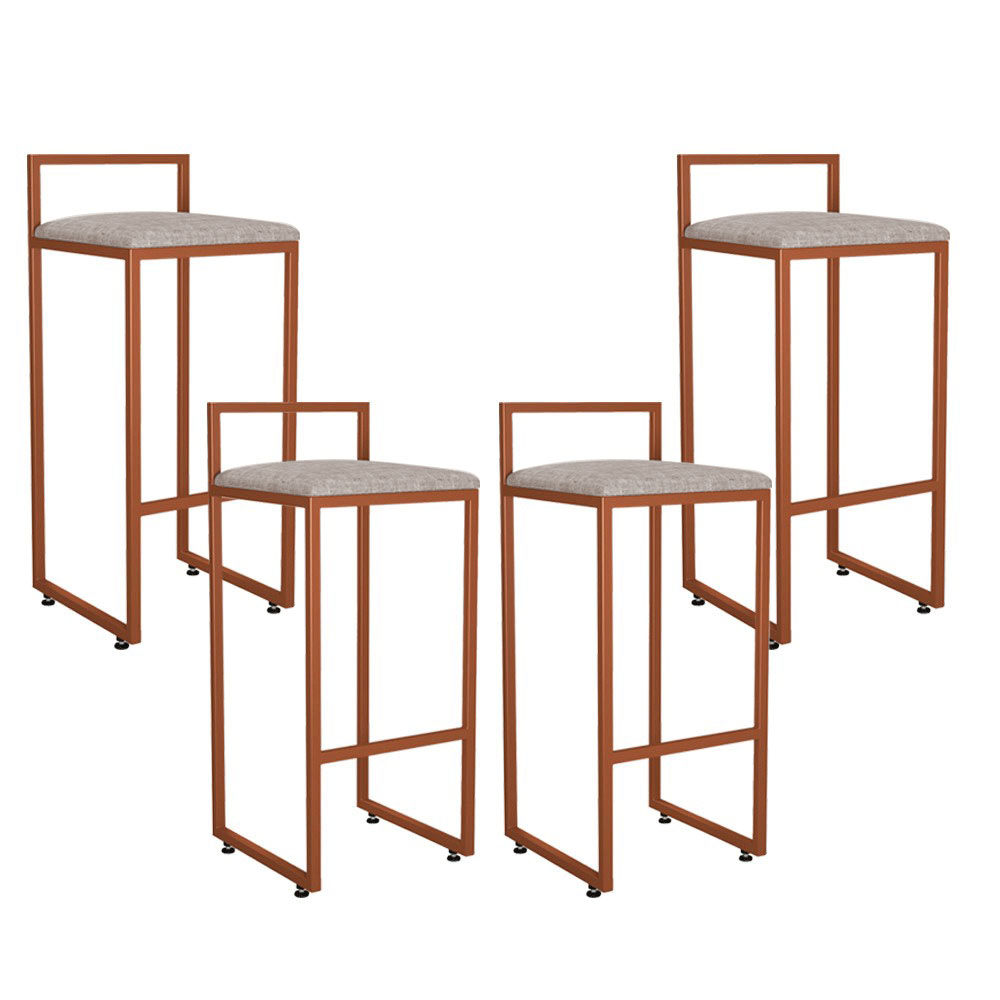 Kit 04 Banquetas Alta Para Cozinha Sala de Jantar Hanna L02 Bronze Linho Bege - Lyam Decor
