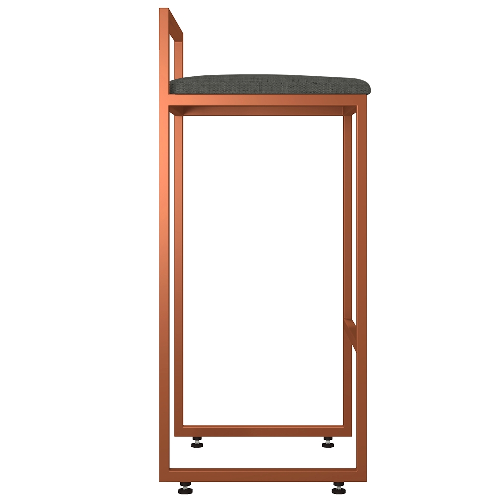 Kit 04 Banquetas Alta Para Cozinha Sala de Jantar Hanna L02 Bronze Linho Chumbo - Lyam Decor