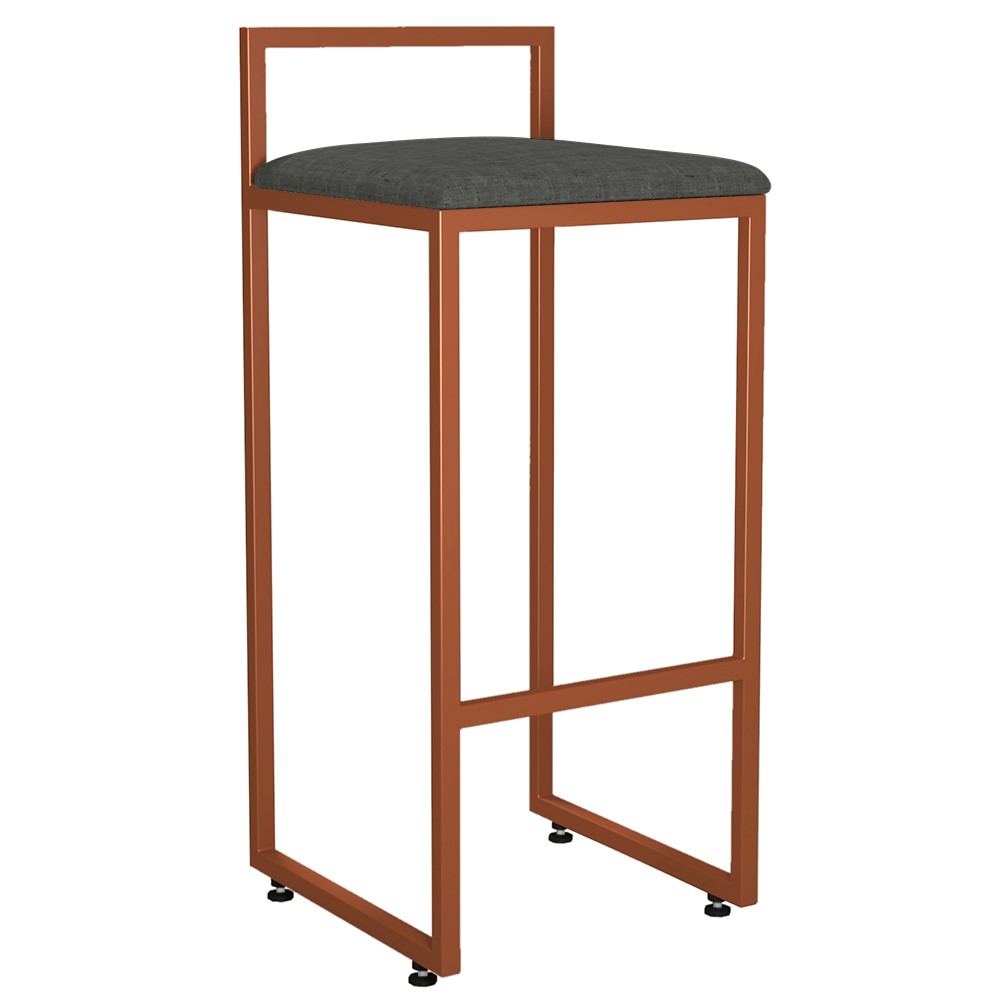 Kit 04 Banquetas Alta Para Cozinha Sala de Jantar Hanna L02 Bronze Linho Chumbo - Lyam Decor