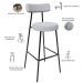 Kit 04 Banquetas Altas Bar Cozinha Sala De Jantar Em Aço Milão L02 Bouclê Cinza - Lyam Decor