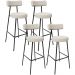 Kit 04 Banquetas Altas Bar Cozinha Sala De Jantar Em Aço Milão L02 Bouclê Creme - Lyam Decor