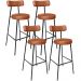 Kit 04 Banquetas Altas Bar Cozinha Sala De Jantar Em Aço Milão L02 Couríssimo Camel - Lyam Decor