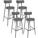 Kit 04 Banquetas Altas Bar Cozinha Sala De Jantar Em Aço Milão L02 Linho Cinza Escuro - Lyam Decor