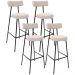 Kit 04 Banquetas Altas Bar Cozinha Sala De Jantar Em Aço Milão L02 Suede Bege - Lyam Decor
