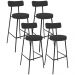 Kit 04 Banquetas Altas Bar Cozinha Sala De Jantar Em Aço Milão L02 Suede Preto - Lyam Decor