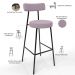 Kit 04 Banquetas Altas Bar Cozinha Sala De Jantar Em Aço Milão L02 Suede Rosê - Lyam Decor