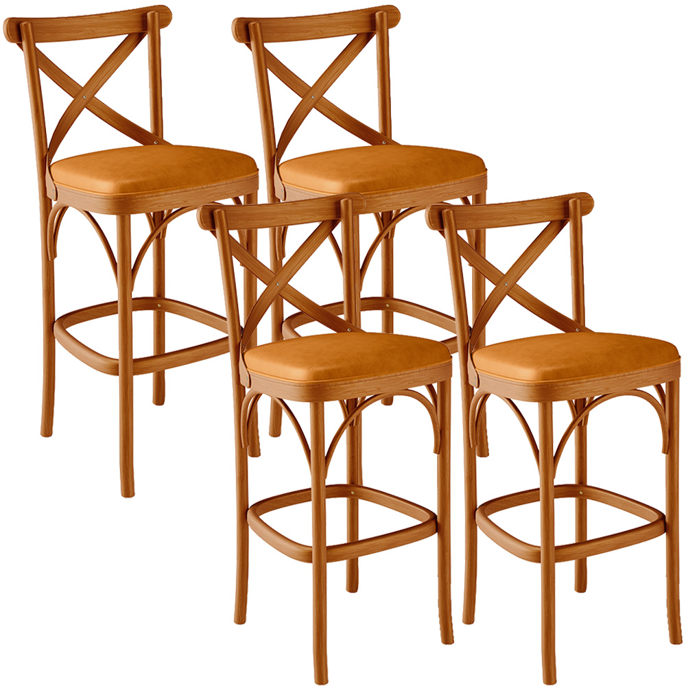 Kit 04 Banquetas Altas Cozinha Bancada Bar Sala Jantar Estofada Ávila L02 Couríssimo Whisky - Lyam