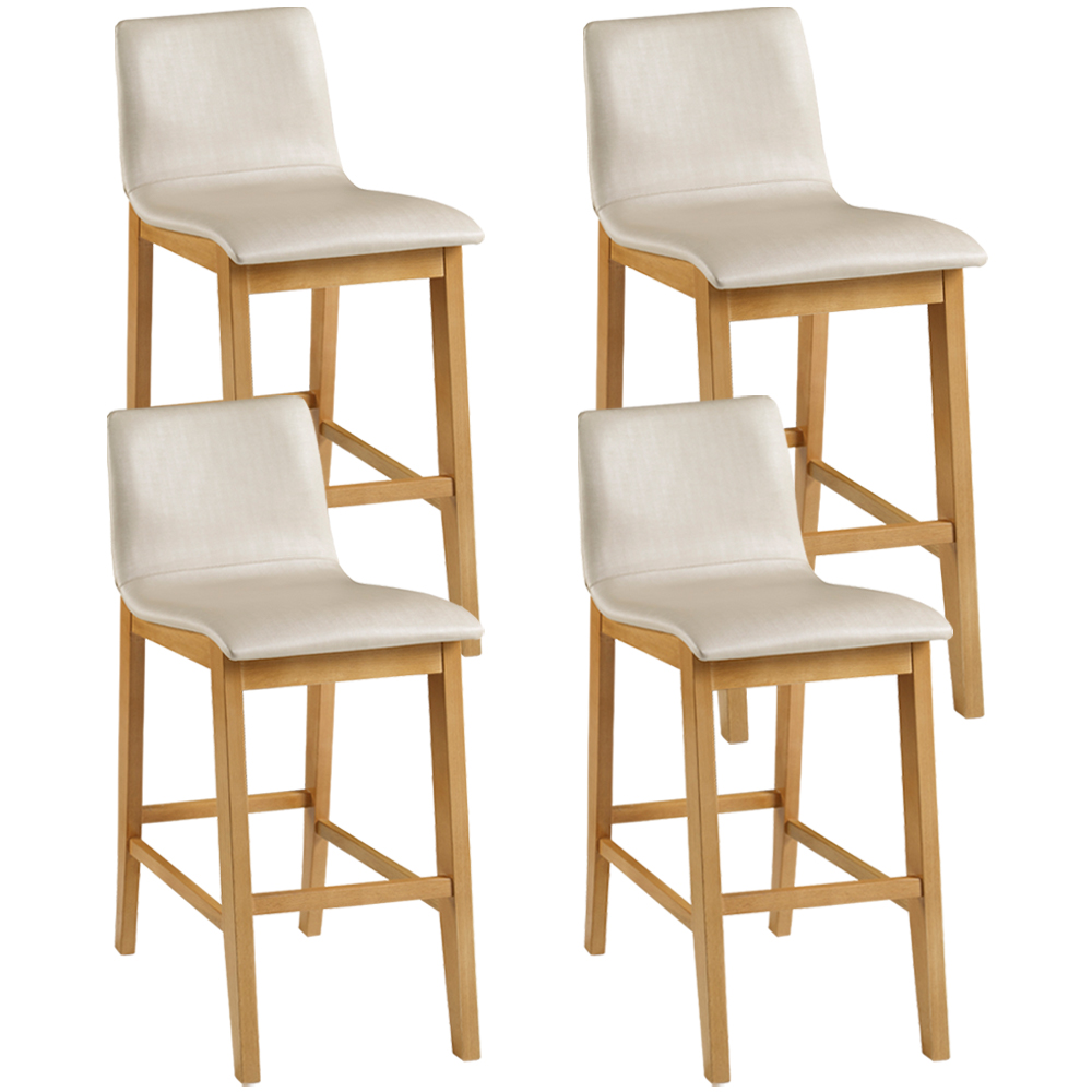Kit 04 Banquetas Altas Estofada Para Cozinha Sala De Jantar Fixa Elis B05 Facto Bege - Lyam Decor