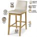 Kit 04 Banquetas Altas Estofada Para Cozinha Sala De Jantar Fixa Elis B05 Facto Bege - Lyam Decor