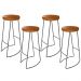 Kit 04 Banquetas Altas Industrial Para Cozinha Sala de Jantar Maia D01 Peroba Rosa - Lyam Decor
