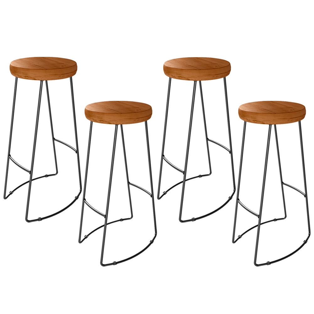 Kit 04 Banquetas Altas Industrial Para Cozinha Sala de Jantar Maia D01 Peroba Rosa - Lyam Decor