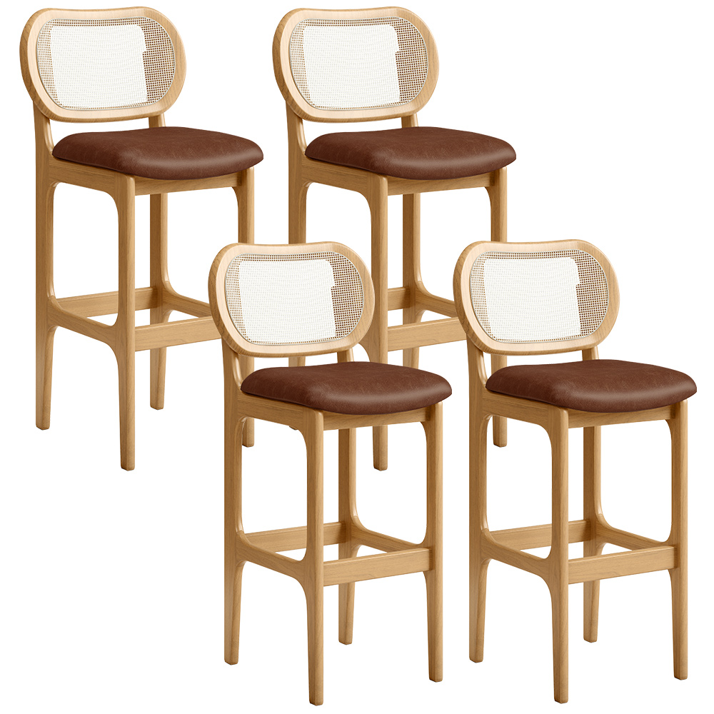 Kit 04 Banquetas Altas Para Cozinha Bancada Sala Tela Betta Fixa L02 Couríssimo Marrom - Lyam