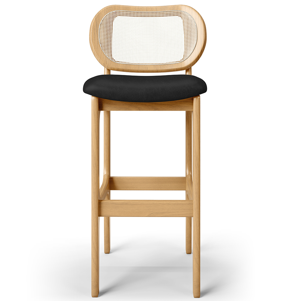 Kit 04 Banquetas Altas Para Cozinha Bancada Sala Tela Betta Fixa L02 Couríssimo Preto - Lyam