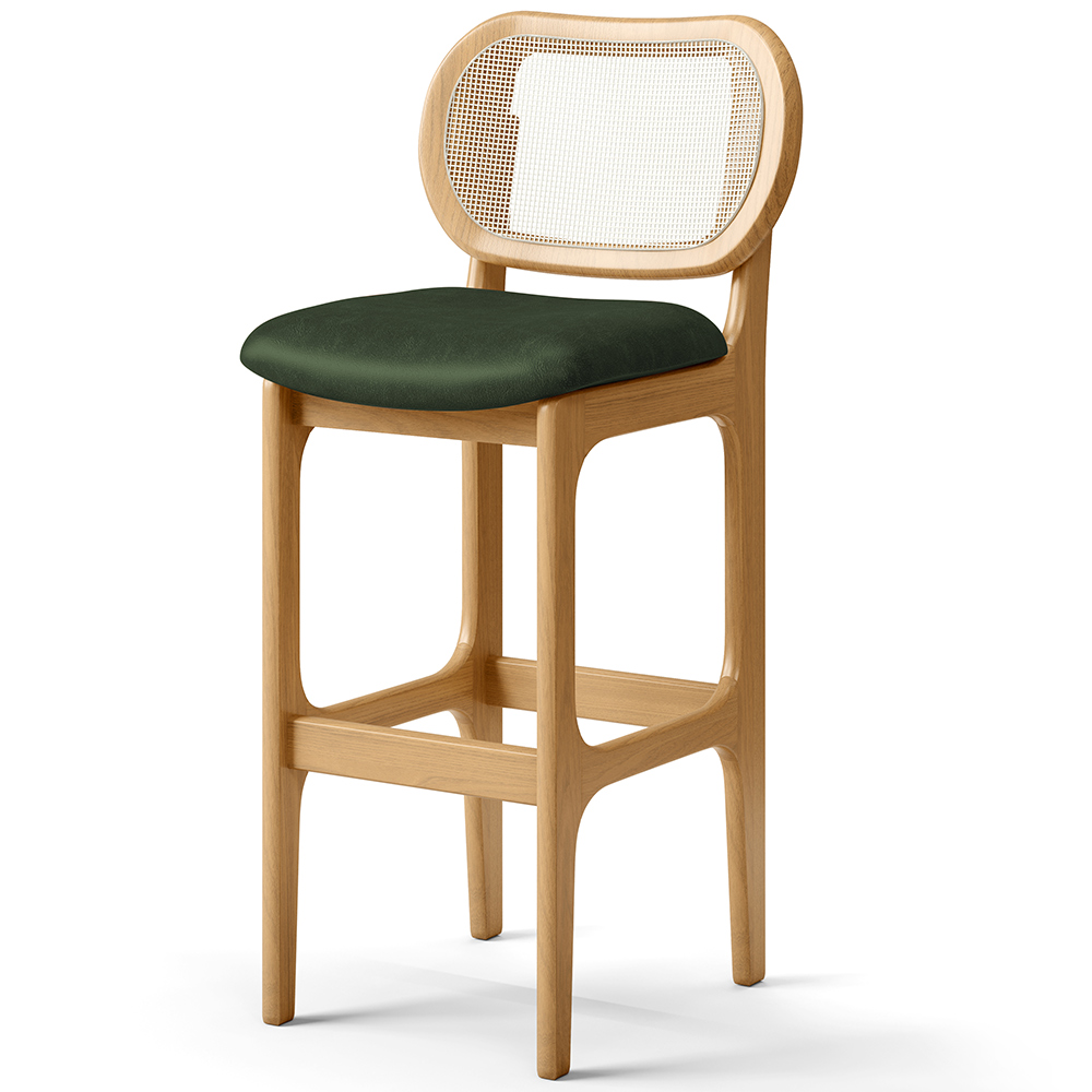 Kit 04 Banquetas Altas Para Cozinha Bancada Sala Tela Betta Fixa L02 Couríssimo Verde Musgo - Lyam