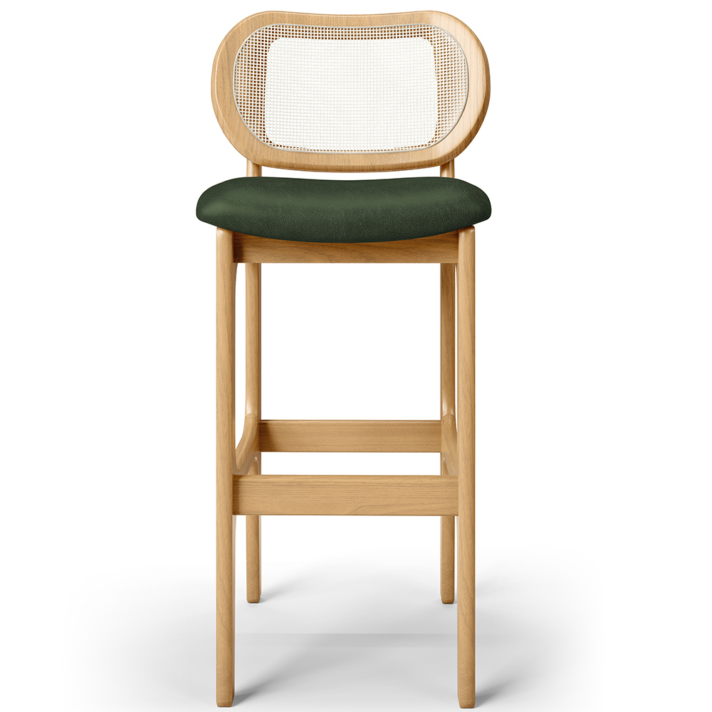 Kit 04 Banquetas Altas Para Cozinha Bancada Sala Tela Betta Fixa L02 Couríssimo Verde Musgo - Lyam
