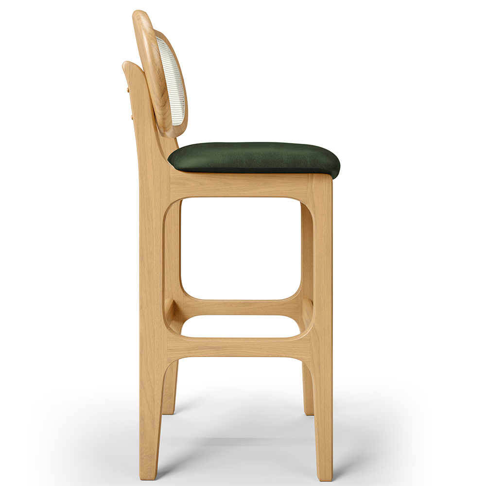 Kit 04 Banquetas Altas Para Cozinha Bancada Sala Tela Betta Fixa L02 Couríssimo Verde Musgo - Lyam