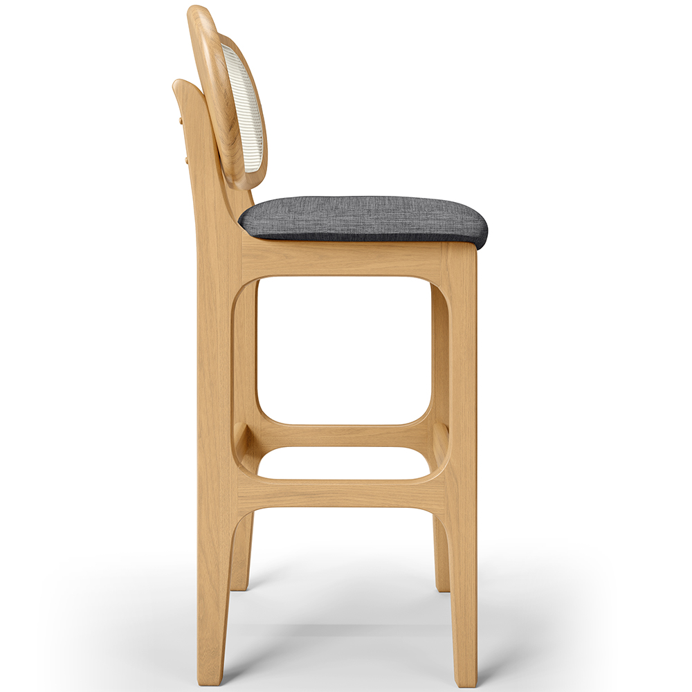 Kit 04 Banquetas Altas Para Cozinha Bancada Sala Tela Betta Fixa L02 Linho Cinza Escuro - Lyam