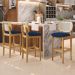 Kit 04 Banquetas Altas Para Cozinha Bancada Sala Tela Betta Fixa L02 Suede Azul Marinho - Lyam