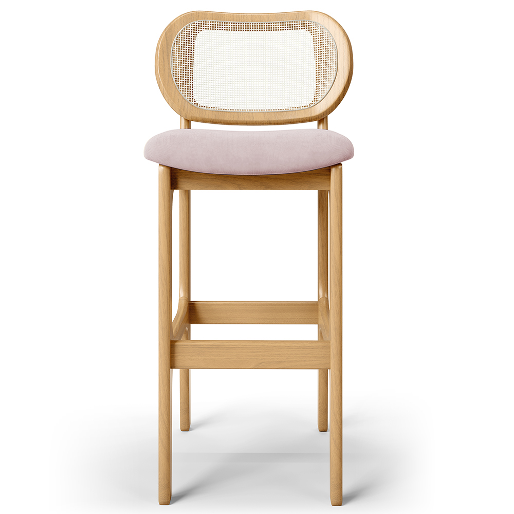 Kit 04 Banquetas Altas Para Cozinha Bancada Sala Tela Betta Fixa L02 Suede Rosê - Lyam
