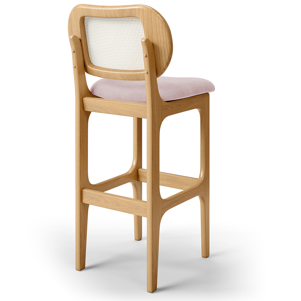 Kit 04 Banquetas Altas Para Cozinha Bancada Sala Tela Betta Fixa L02 Suede Rosê - Lyam