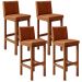 Kit 04 Banquetas Altas Para Cozinha Sala De Jantar Fixa Alya L02 Couríssimo Camel - Lyam Decor