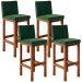 Kit 04 Banquetas Altas Para Cozinha Sala De Jantar Fixa Alya L02 Facto Verde Musgo - Lyam Decor