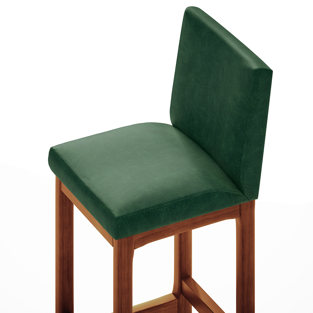 Kit 04 Banquetas Altas Para Cozinha Sala De Jantar Fixa Alya L02 Facto Verde Musgo - Lyam Decor