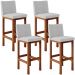 Kit 04 Banquetas Altas Para Cozinha Sala De Jantar Fixa Alya L02 Linho Cinza - Lyam Decor