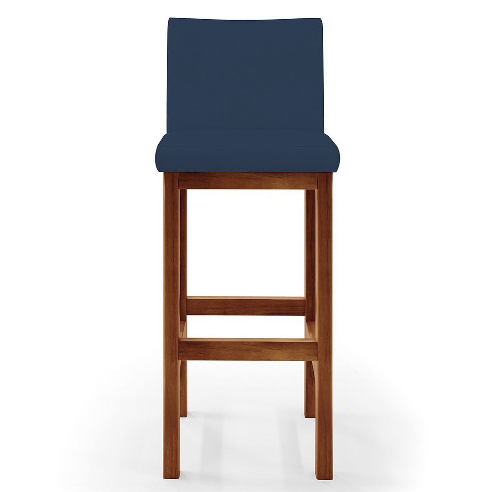 Kit 04 Banquetas Altas Para Cozinha Sala De Jantar Fixa Alya L02 Suede Azul Marinho - Lyam Decor