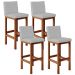 Kit 04 Banquetas Altas Para Cozinha Sala De Jantar Fixa Alya L02 Suede Cinza - Lyam Decor