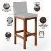 Kit 04 Banquetas Altas Para Cozinha Sala De Jantar Fixa Alya L02 Suede Cinza - Lyam Decor