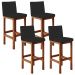 Kit 04 Banquetas Altas Para Cozinha Sala De Jantar Fixa Alya L02 Suede Preto - Lyam Decor