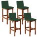 Kit 04 Banquetas Altas Para Cozinha Sala De Jantar Fixa Alya L02 Suede Verde Musgo - Lyam Decor