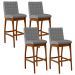 Kit 04 Banquetas Altas Para Cozinha Sala De Jantar Fixa Mila L02 Facto Cinza Fosco - Lyam Decor