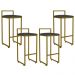 Kit 04 Banquetas Altas Para Cozinha Sala De Jantar Hanna L02 Dourado Linho Chumbo - Lyam Decor
