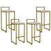 Kit 04 Banquetas Altas Para Cozinha Sala De Jantar Hanna L02 Dourado Linho Cinza - Lyam Decor