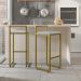 Kit 04 Banquetas Altas Para Cozinha Sala De Jantar Hanna L02 Dourado Linho Cinza - Lyam Decor